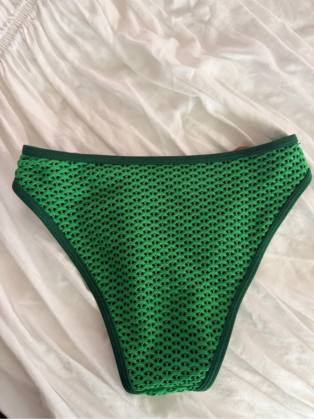 Samiol Green Crochet Mesh Ring Bikini Set Medium Coverage Bottom Size S
